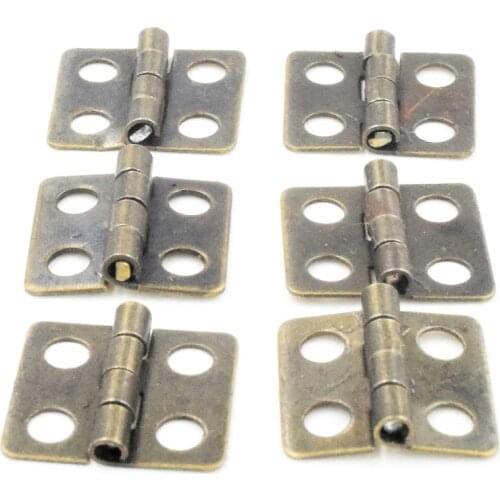 50PCS Antique Hinge Mini Bronze Gold Decoration Door Hinges For Wooden Cabinet Vintage Jewellery Box Furniture Hardware