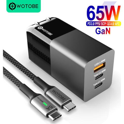65W GaN USB C Wall charger Power Adapter,3 Port PD 65W PPS QC4 45W SCP for Laptops MacBook iPhone Samsung XIAOMI dell hp Lenovo