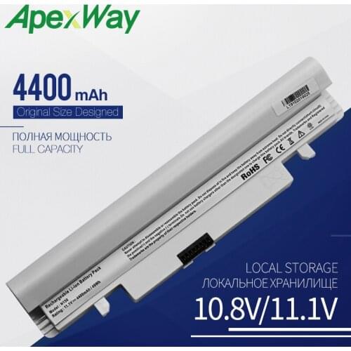 Apexway White 4400 mAh Laptop Battery for Sumsung N143 N143P N145 N145P N250 N250P N260 N260P AA-PB2VC6B AA-PL2VC6W AA-PB2VC6W