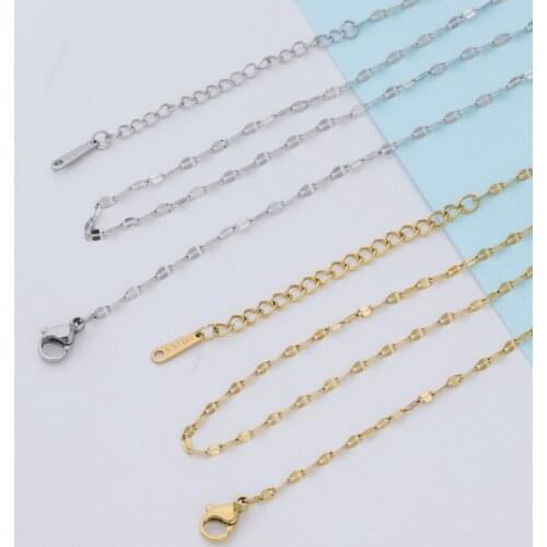 5pcs 316L Stainless Steel 1.8mm Lip-shape Water-wave Chain Necklace 40 45 50 60cm Length for DIY Pendant Necklace Jewelry Making