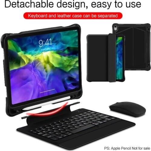 Slim PU Leather Bluetooth Keyboard Mouse Stand Cover for Apple Pad Air 4 2020 10.9/ IPad Pro11 2018 A2316 A2324 A2072 Smart Case
