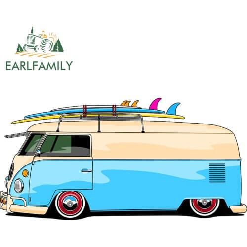 EARLFAMILY 13cm x 8.5cm for Surf Van Vinyl Car Stickers Graffiti Windshield Bumper DIY Decal Scratch-Proof Personality Graphics