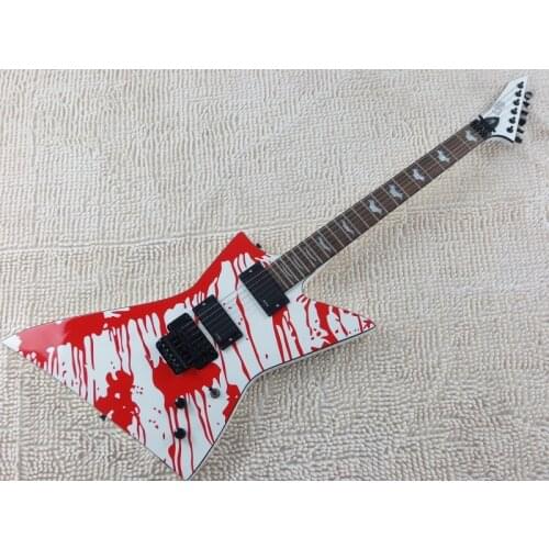 Special shaped goose shaped electric guitar blood burst pattern double rock electric guitar black accessories free delivery