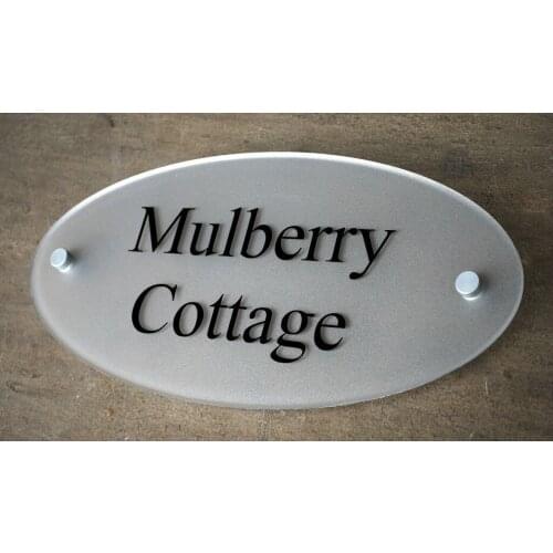 House number Number Sign / SATIN PLATE Oval Large Contemporary Acrylic in plastic Door sign