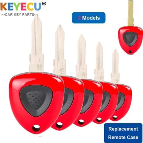 KEYECU 5 Pieces Remote Control Car Key Shell Case Cover for Ferrari F430 458 2005 2006 2007 2008 2009 FOB 1 Button - Uncut Blade