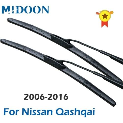 MIDOON Wiper Front & Rear Wiper Blades Set For Nissan Qashqai J10 J11 2006 2007 2008 2009 2010 2011 2012 2013 2014 2015 -2016