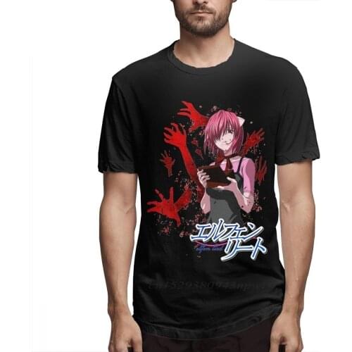 Cool Design Elfen Lied Anime T Shirt High-Q Print Camiseta 100% Cotton Big Size Homme Tee Shirt Guys Punk Designer Streetwear