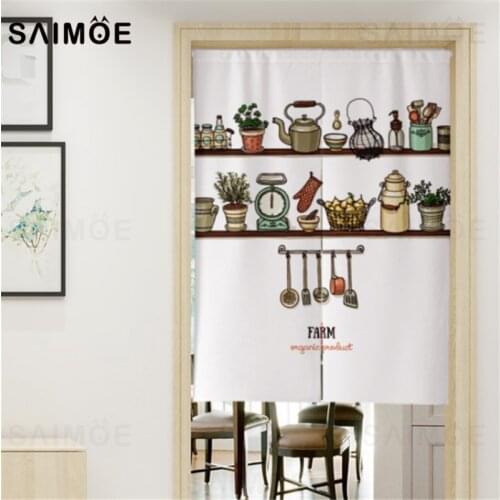 Japane Kitchen Curtains Thicken Door Curtains Linen Cotton Blackout Curtains Thermal Insulated Home Entrance Decor Door Curtain
