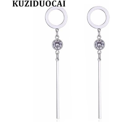 Kuziduocai New Fashion Jewelry Will Not Fade Circular Circle Geometry Zircon Stud Earrings For Women Gifts Girl Pendientes E-275