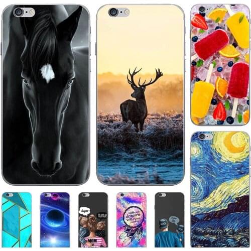 Fashion Bumper Cute Case For Iphone 6 Plus 6S Case For Iphone 5 5S 5SE 5C 4S 4 Soft Silicone Cat Horse Flower Cover Back Shell