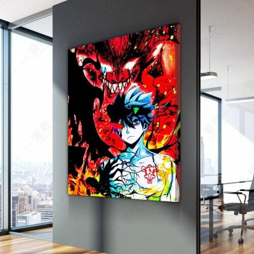 Home Decor Modular Canvas Picture Devil Asta Black Clover Anime Painting Poster Wall Home Canvas Painting