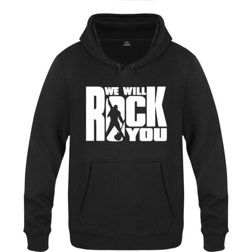 We Will Rock You Rock Hoodie Sweatshirts Men Fashion Winter Mens Long Sleeve Hooded Fleece Pullover Hoodies