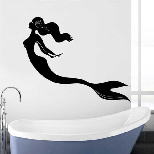 Mermaid Decal Bathroom Wall Sticker Silhouette Nursery Kids Room Decoration Beautiful Mural Ocean Fairy Tale O213