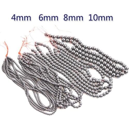 Natural Hematite Nonmagnetic Round Bead Loose Beads 4-10mm Black Round Beads Making Jewelry DIY Bracelet Necklace Accessories