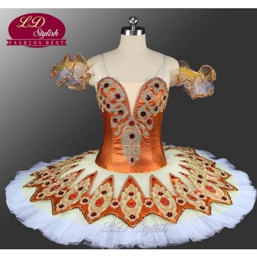 2017 New Canary Fairy Professional Ballet Tutu Adult Classcial Platter Tutu Ballet Costume Ballerina Orange Tutu ClassicalLD0041