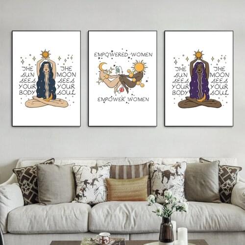 Nordic Style Posters and Printed Fairy Wall Art Sun Moon Body Soul Decorate The Wall for The Living Room Home with Photos
