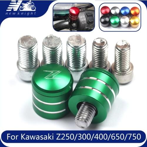 With Logo 2 Pcs For Kawasaki Z250 Z300 Z400 Z650 Z750 All Year Motorcycle Rearview Handlebar Mirror Bolt Screws Mount Adapter