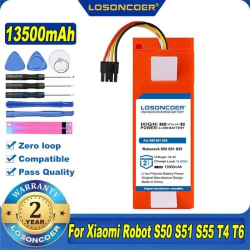 S50 S51 S55 13500mAh Robotic Vacuum Cleaner Battery For Xiaomi Robot Roborock S50 S51 S55 Accessory Spare Parts Li-ion Batteries
