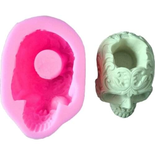 DIY Craft Skull Head Ashtray Epoxy Resin Mold Flowerpot Plant Pot Silicone Mould
