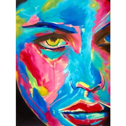 Contemporary Abstract Oil Reproduction Wall Painting on Canvas Helena Wierzbicki Straight Gaze Painting for Home Decor Handmade