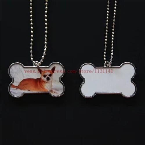 Sublimation dog tag bone shape necklaces pendants hot transfer printing diy blank custom consumables 20piece/lot print two sides