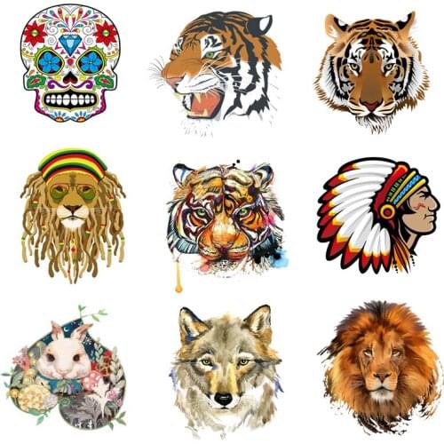 Iron-on Transfers for Clothing Patches Clorhing Stickers Stripe Appliques Diy Tiger Head Patch Fusible Vinyle Thermocollant F