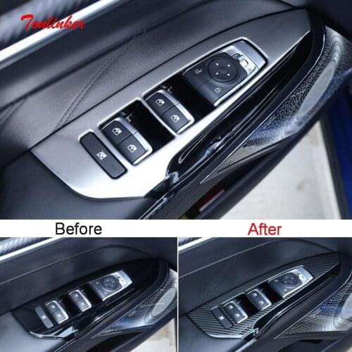 Tonlinker Interior Car Windows Control Panel Cover Stickers For KIA K5 OPTIMA 2020-21 Car Styling 4 PCS Metal Cover Stickers