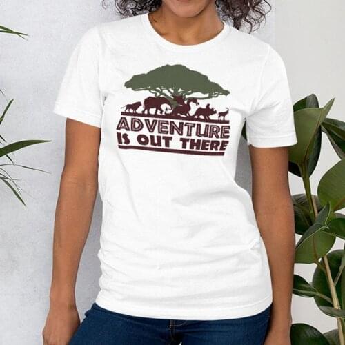 Harajuku Top Women T-shirt Casual Ladies Basic O-collar Short Sleeved Women T-shirt Adventure Is Out There Print Girl,Drop Ship