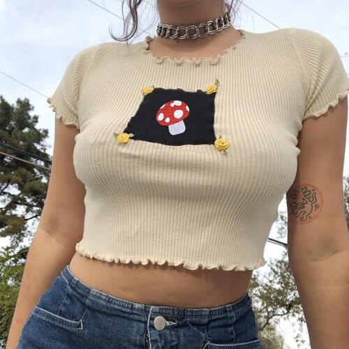 Summer Short Sleeve Top Tshirt Women Sexy Cropped O Neck Bodycon tshirt Streetwear Fashion Crop Top Tee Casual Short Tee Shirts