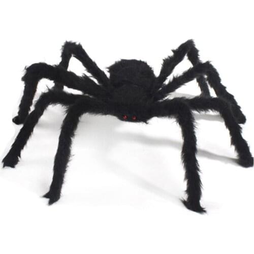 Party Decoration Halloween Supplies Spider Decor Props Bar Moving Ornament Fluffy Imitate Black Spider Gadgets Prop Prank HG0159