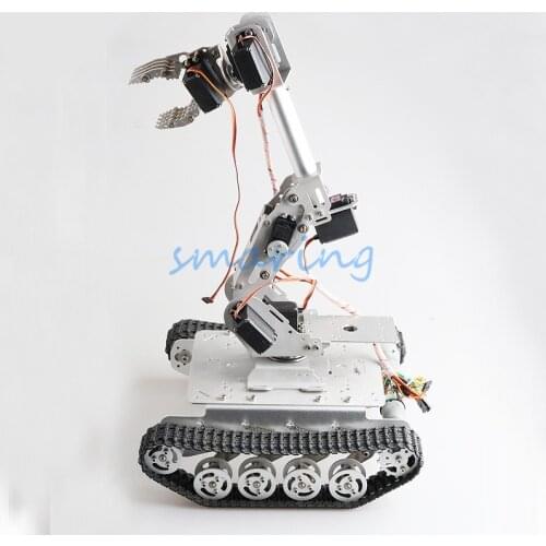 Wifi/Bluetooth/Handle Control 8DOF Metal Robot 8-Axis Robotic Arm with Gripper +TS100 Tank Chassis Kit Servos for Arduino