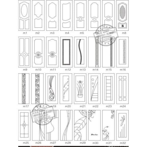 192 pieces door decor design drawing vector diagram DXF EPS CDR format for cnc cutting engraving