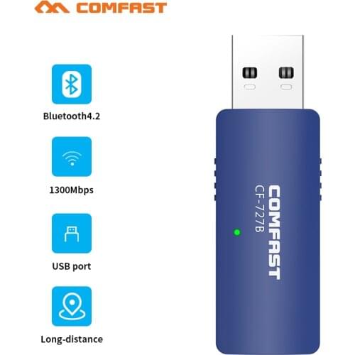 20Pcs 1300Mbps USB WiFi Adapter 5Ghz WiFi Antenna PC Computer Network Card 802.11n/ac bluetooth 4.2 wi fi Receiver dongle