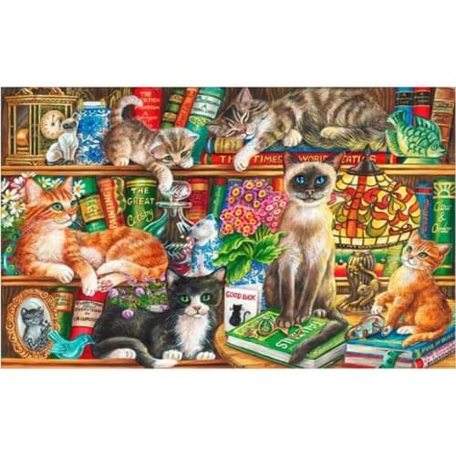 YIKEE Diamond Painting Cats Squares Diamond 5d diy Diamond Embroidery Rhinestone Mosaic Painting Home Decor y1819