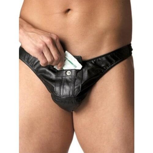 Mens Fun Underwear Wholesale Ieather Safety Chain Patent Leather Thong Underwear Leather Shorts Men Mens Latex Pvc Pants