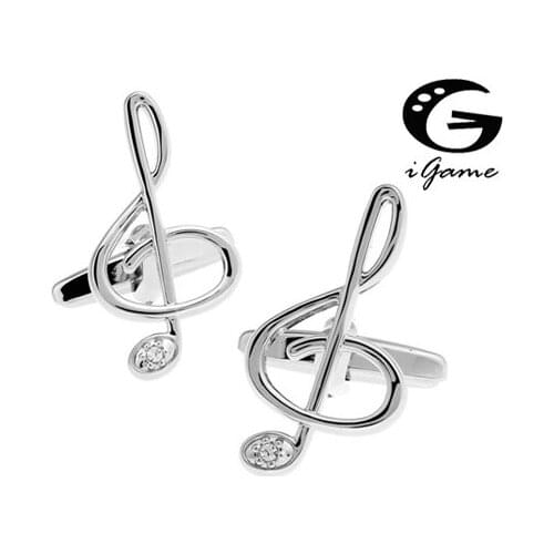 Factory Price Retail G Clef Copper Material Silver Colour Music Note Style Cuff Links