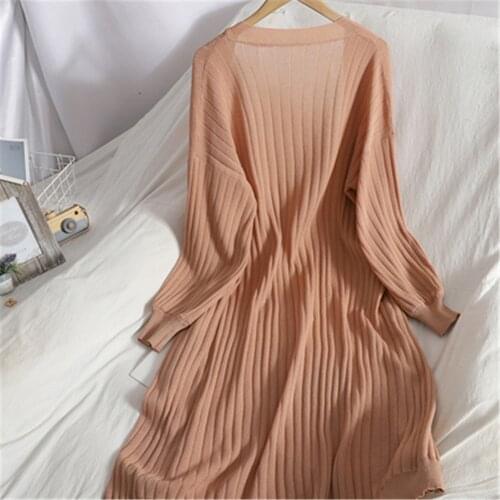 Women Long Sleeve Thin Knitted Cardigan V-Neck Sunscreen shirt Plus Size Fashion Casual Spring Summer Long Knit Jacket