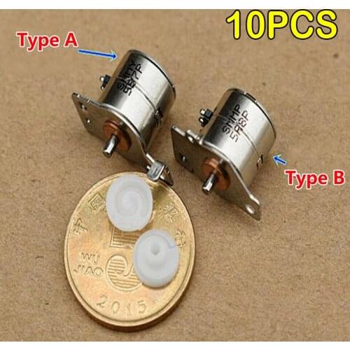 10PCS Micro 10mm Stepper Motor 2-phase 4-wire Electric DC 5V 0.5 MN-m Step Stepping Motor Mini Plastic Wheel DIY Model Precision