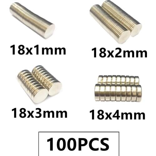 100PCS/LOT Magnet 18*1 18*2 18*3 18*4 N35 Disc NdFeB MAGNET 18x1 18x2 18x3 18x4 Round Speaker Neodymium Magnets 18mm x 1mm 2mm