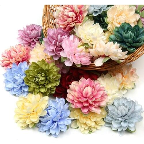 12 pcs Artificial Flower Heads New Fake Dahlia Flowers for Wedding Table Home House Decoration Pendulum Magnifying Flowers Prop