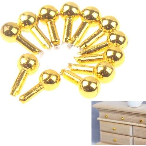 12pcs/bag 1/12 Dollhouse Miniature Golden Drawer Handle Furniture Accessories
