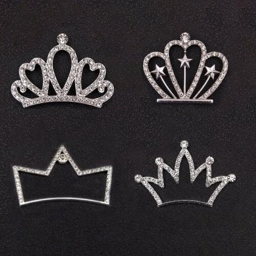 2021News 50Pcs Rhinestones Big Crown Button for DIY Childrens Hairpin Accessoriess or Bridal Headwear HZ680-HZ683