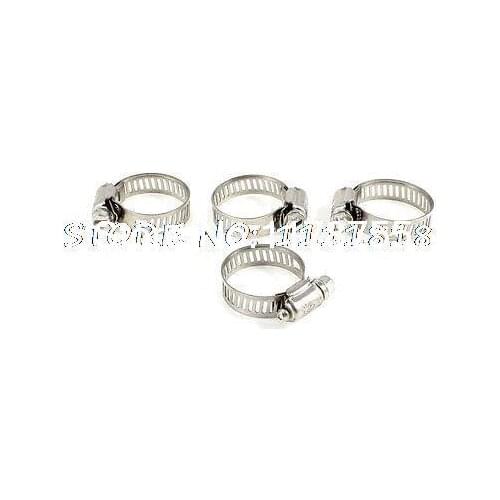 4 Pcs Stainless Steel 18mm to 29mm Hose Pipe Clamps Clips Fastener
