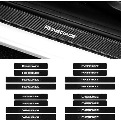 4pcs Carbon Fibre car Door Sill Plate Scuff Protection Sticker For JEEP compass renegade cherokee Compass Trail Hawk Rubicon
