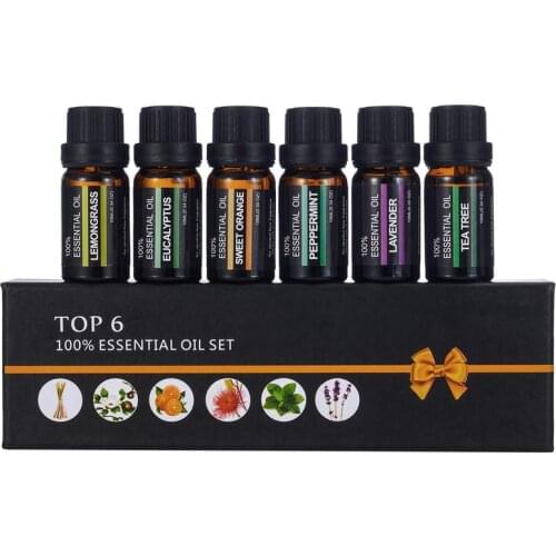 6Pcs/Set 100% Pure Essential Oil Set Natural Aromatherapy Oils Massage Kit 10ml For Humidifier Water-soluble Fragrance