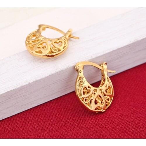 African Heart Earrings For Women Gold Color Earrings Ethiopian Fashion Jewelry New Indonesia Nigeria Congo Item