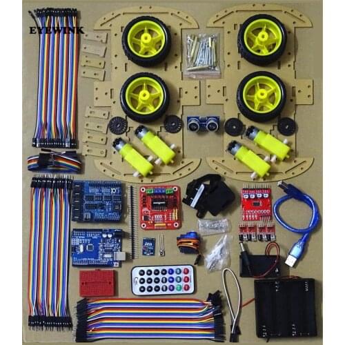 Upgraded version 4WD Robot Car/UNO Project Smart Robot Car Kit with UNO R3/ Ultrasonic /Remote Educational Toy Car