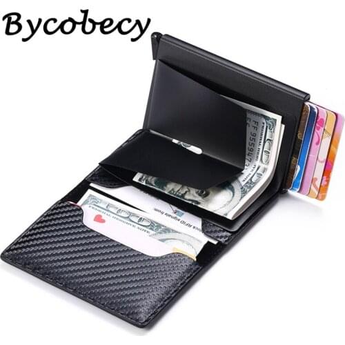 BISI GORONew Carbon Fiber Anti-Theft RFID Smart Wallet Vintage Minimalist Travel Unisex Security Information Aluminum Mini Purse