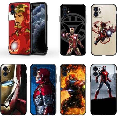 Marvel Iron Man For Apple iPhone 13 12 11 Mini XS XR X Pro MAX SE 2020 8 7 6 5 5S Plus Black Silicone Phone Case