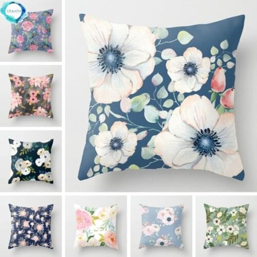 Flower Pattern Polyester Cushion Cover Decorative Floral Pillowcase Throw Pillows Sofa Square Home Decor Pillow Cover 45*45cm